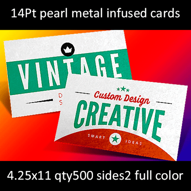 Postcards, Metal Infused, Pearl, 14Pt, 4.25x11, 2 sides, 0500 for $126