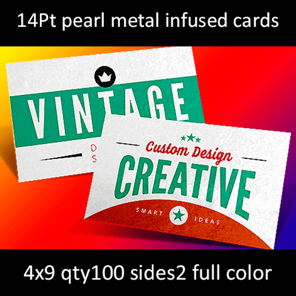 Postcards, Metal Infused, Pearl, 14Pt, 4x9, 2 sides, 0100 for $49