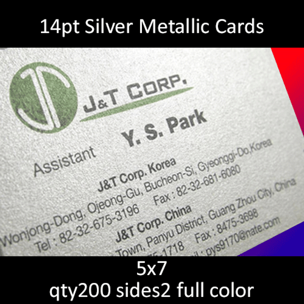 Postcards, Metal Infused, Silver, 14Pt, 5x7, 2 sides, 0200 for $109