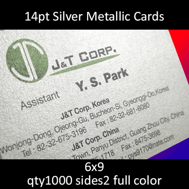 Postcards, Metal Infused, Silver, 14Pt, 6x9, 2 sides, 1000 for $373