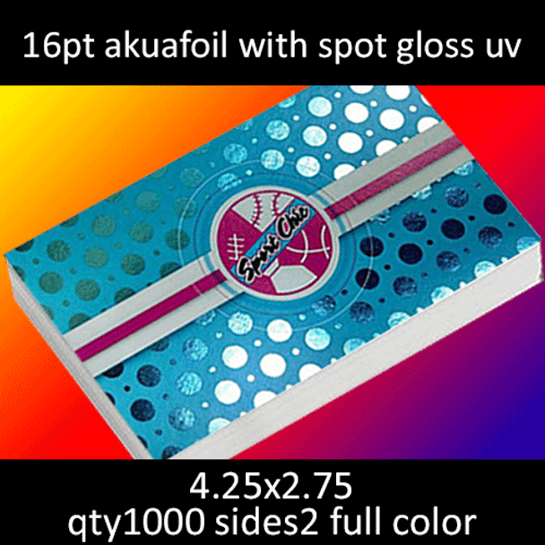 Postcards, Cold Foil, Akuafoil, Partial High Gloss UV, 16Pt, 4.25x275, 2 sides, 1000 for $382