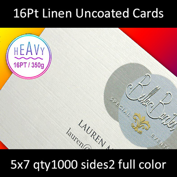 Postcards, Uncoated, Linen, 16Pt, 5x7, 2 sides, 1000 for $305.98
