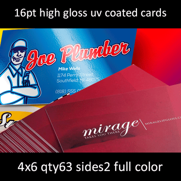 Postcards, Coated, Matte or High Gloss UV, 16Pt, 4x6, 2 sides, 0063 for $13