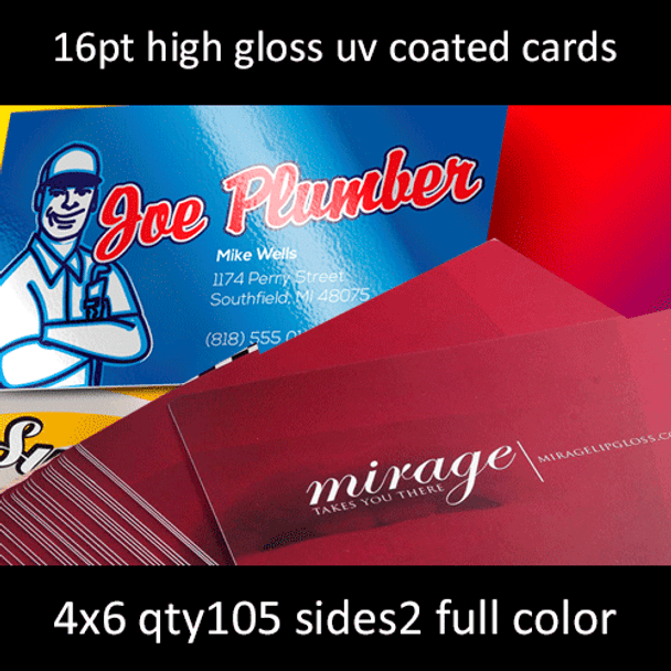 Postcards, Coated, Matte or High Gloss UV, 16Pt, 4x6, 2 sides, 0105 for $15