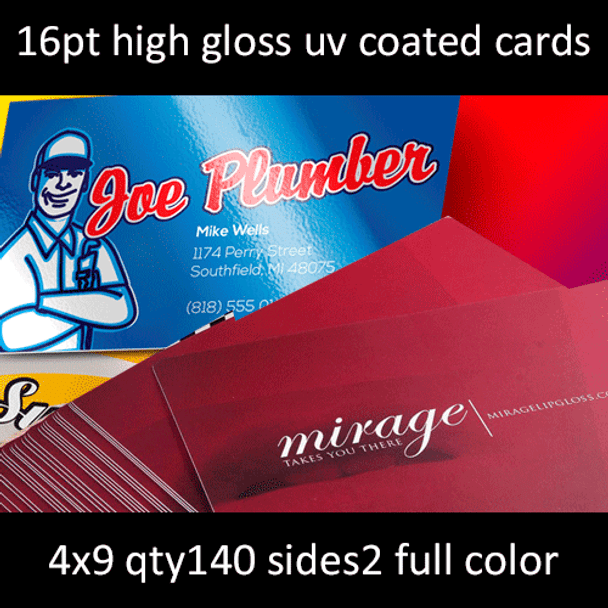 Postcards, Coated, Matte or High Gloss UV, 16Pt, 4x9, 2 sides, 0140 for $20