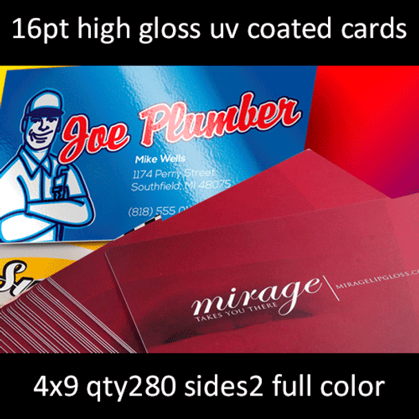 Postcards, Coated, Matte or High Gloss UV, 16Pt, 4x9, 2 sides, 0280 for $30