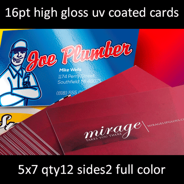 Postcards, Coated, Matte or High Gloss UV, 16Pt, 5x7, 2 sides, 0012 for $11