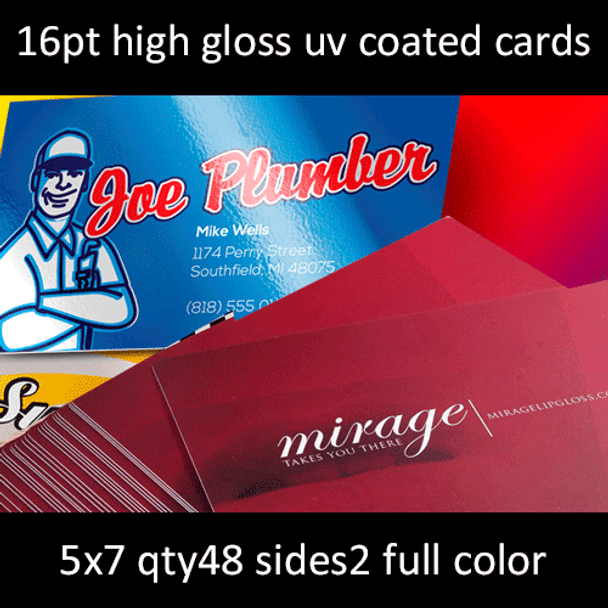Postcards, Coated, Matte or High Gloss UV, 16Pt, 5x7, 2 sides, 0048 for $14