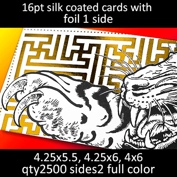 Postcards, Coated, Silk, Foil, 16Pt, 4.25x5.5, 4.25x6, 4x6, 2 sides, 2500 for $518