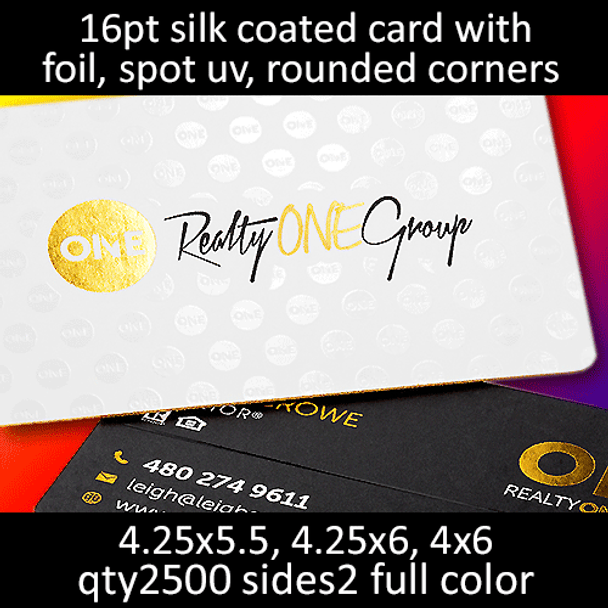 Postcards, Coated, Silk, Foil, Partial High Gloss UV, Round Corners, 16Pt, 4.25x5.5, 4.25x6, 4x6, 2 sides, 2500 for $570