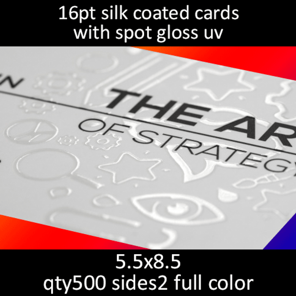Postcards, Coated, Silk, Partial High Gloss UV, 16Pt, 5.5x8.5, 2 sides, 0500 for $217