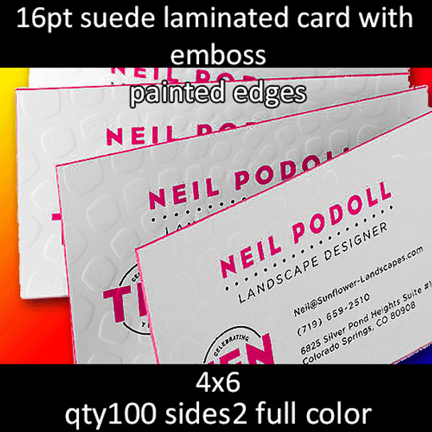 Postcards, Laminated, Silk, Emboss, Painted Edges, 16Pt, 4x6, 2 sides, 0100 for $136