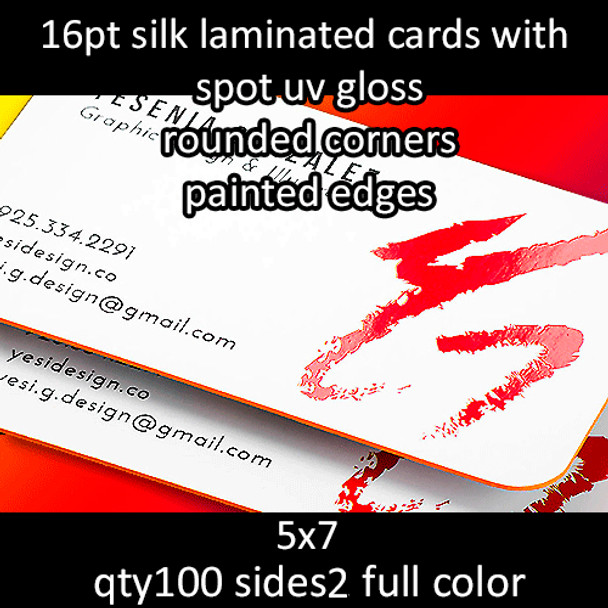 Postcards, Laminated, Silk, Partial High Gloss UV, Pntd Edgs, RndCrns, 16Pt, 5x7, 2 sides, 0100 for $170