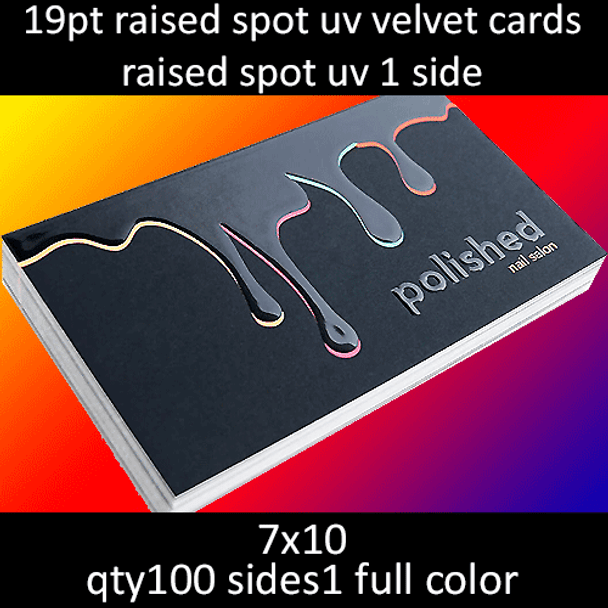 Postcards, Laminated, Suede, Partial Raised High Gloss UV 1 Side, 19Pt, 7x10, 1 side, 0100 for $248