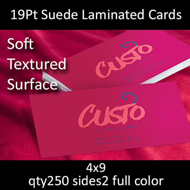 Postcards, Laminated, Suede, 19Pt, 4x9, 2 sides, 0250 for $145