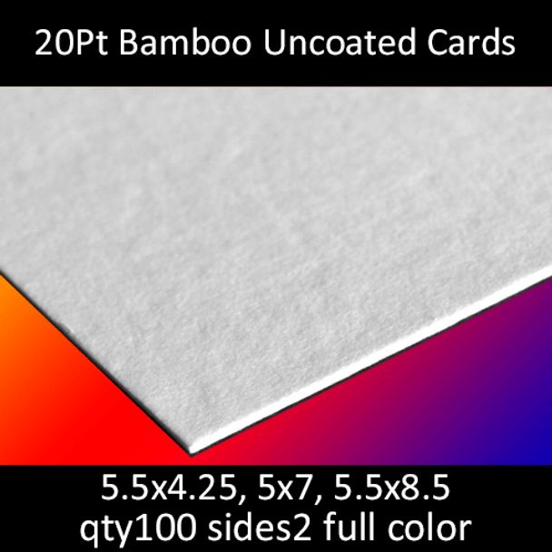 Postcards, Uncoated, Bamboo, 20Pt, 5.5x4.25, 5x7, 5.5x8.5, 2 sides, 0100 for $59