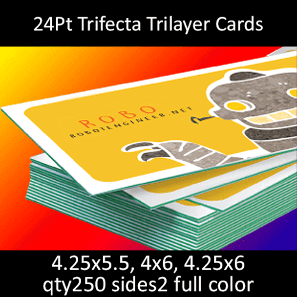 Postcards, Uncoated, Trilayer with Green Insert, 24Pt, 4.25x5.5, 4x6, 4.25x6, 2 sides, 0250 for $79