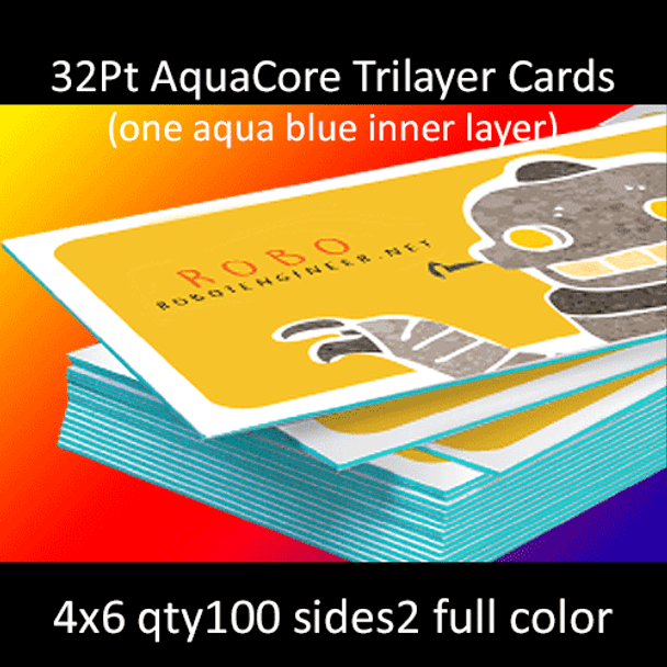 Postcards, Uncoated, Trilayer with Aqua Insert, 32Pt, 4x6, 2 sides, 0100 for $54