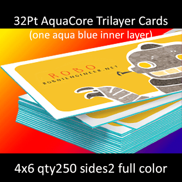 Postcards, Uncoated, Trilayer with Aqua Insert, 32Pt, 4x6, 2 sides, 0250 for $112