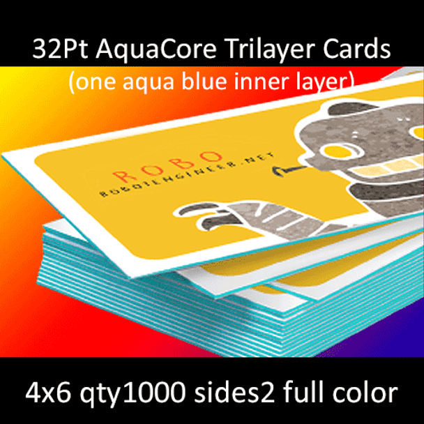 Postcards, Uncoated, Trilayer with Aqua Insert, 32Pt, 4x6, 2 sides, 1000 for $420