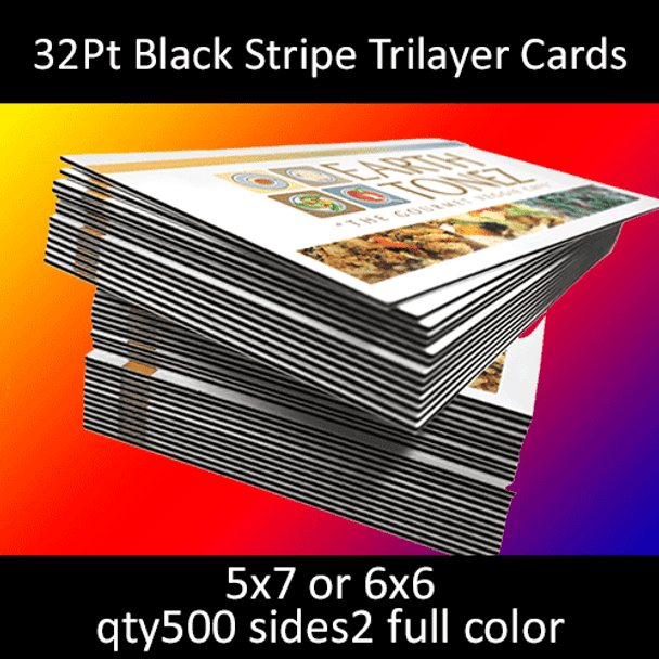 Postcards, Uncoated, Trilayer with Black Insert, 32Pt, 5x7, 6x6, 2 sides, 0500 for $175