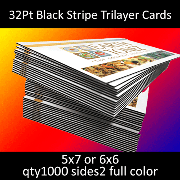 Postcards, Uncoated, Trilayer with Black Insert, 32Pt, 5x7, 6x6, 2 sides, 1000 for $283