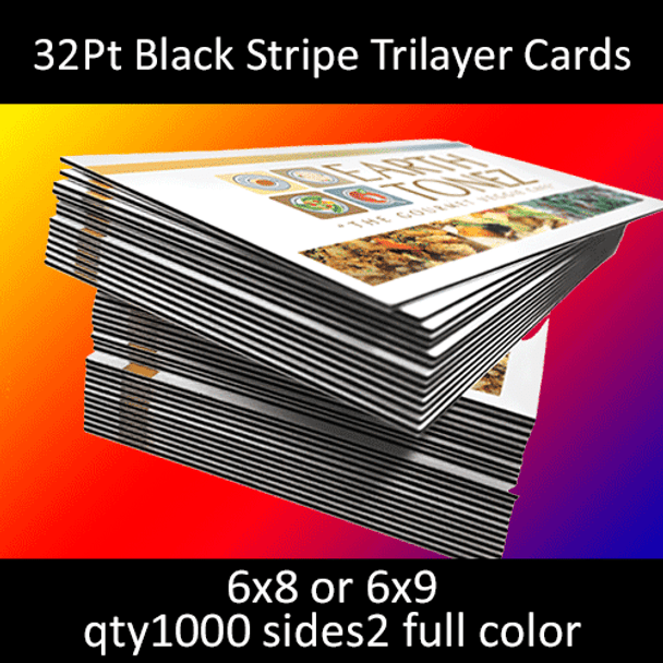 Postcards, Uncoated, Trilayer with Black Insert, 32Pt, 6x8, 6x9, 2 sides, 1000 for $283