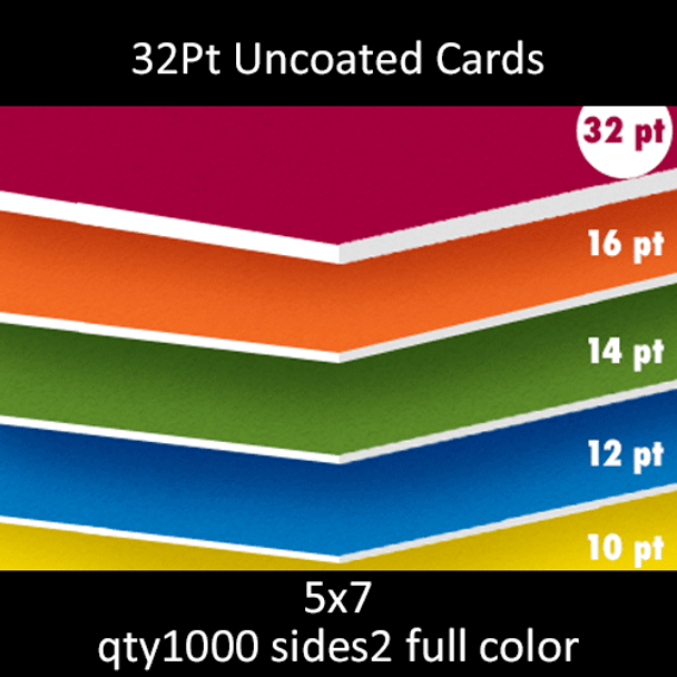 Postcards, Uncoated, Uncoated, 32Pt, 5x7, 2 sides, 1000 for $282