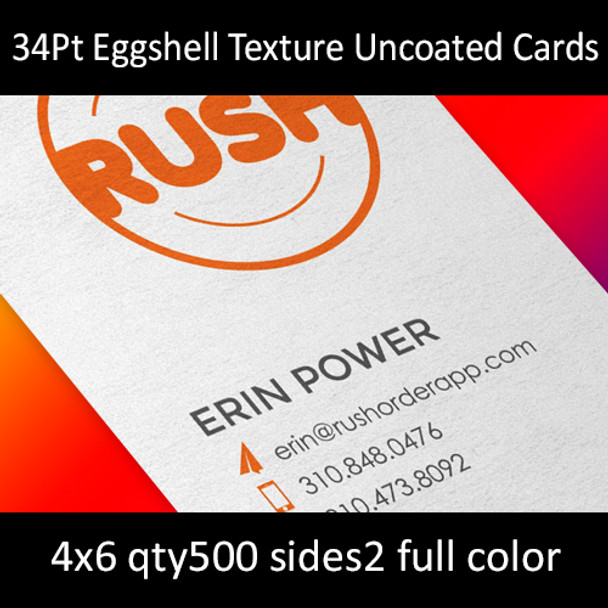 Postcards, Uncoated, Eggshell Textured, 34Pt, 4x6, 2 sides, 0500 for $206