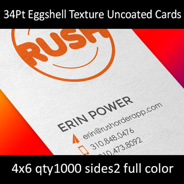 Postcards, Uncoated, Eggshell Textured, 34Pt, 4x6, 2 sides, 1000 for $399