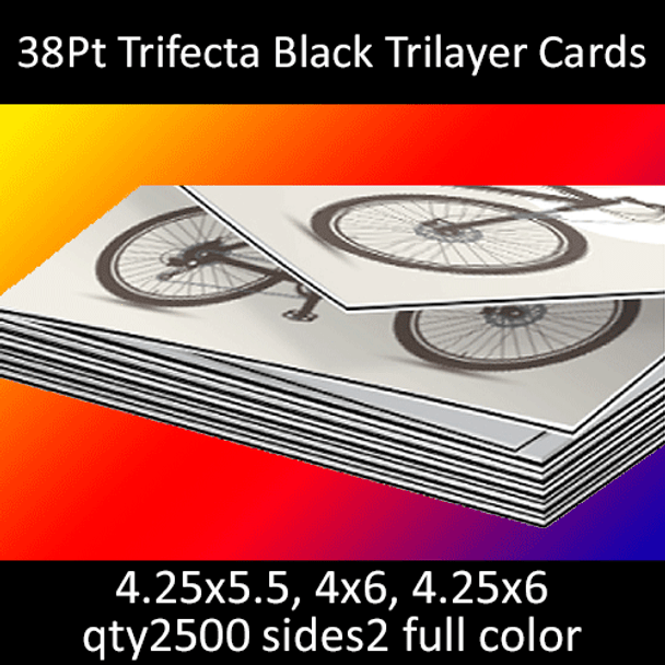 Postcards, Uncoated, Trilayer with Black Insert, 38Pt, 4.25x5.5, 4x6, 4.25x6, 2 sides, 2500 for $408