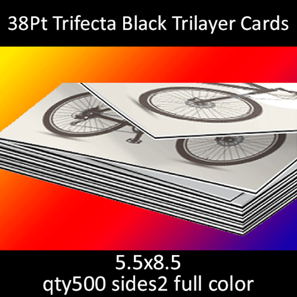 Postcards, Uncoated, Trilayer with Black Insert, 38Pt, 5.5x8.5, 2 sides, 0500 for $206