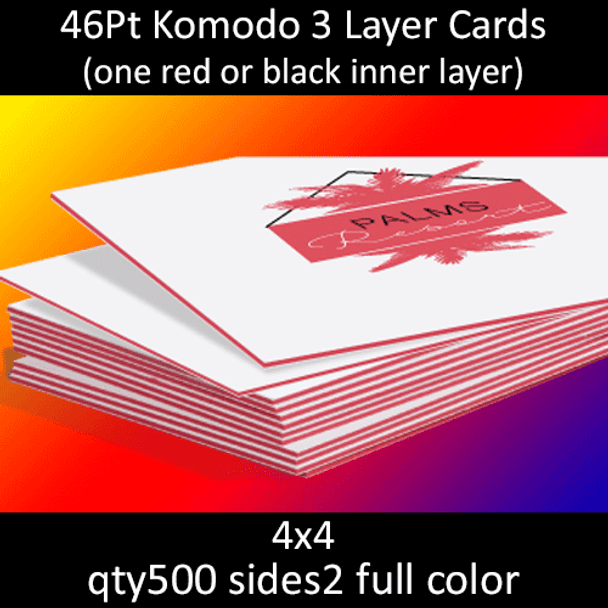 Postcards, Uncoated, Trilayer with Red or Black Insert, 46Pt, 4x4, 2 sides, 0500 for $300