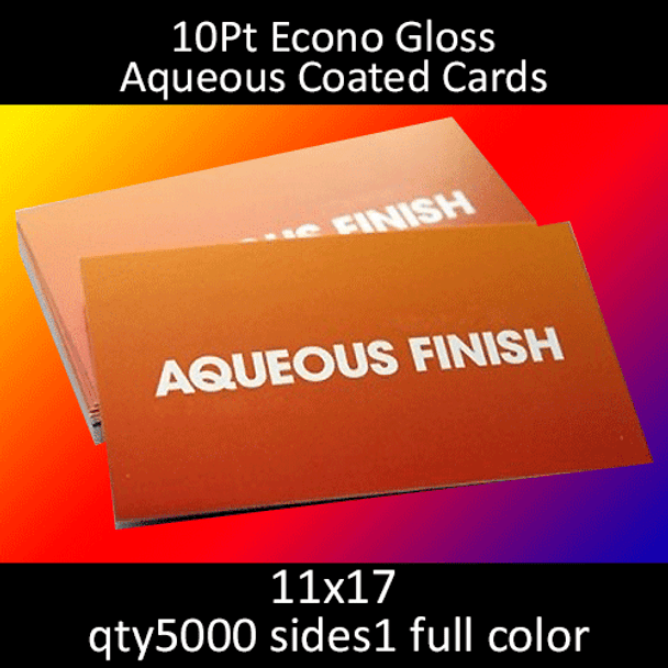 10Pt Gloss Aqueous Coated Econo Postcards, full color on 1 side, 11x17, qty 5000