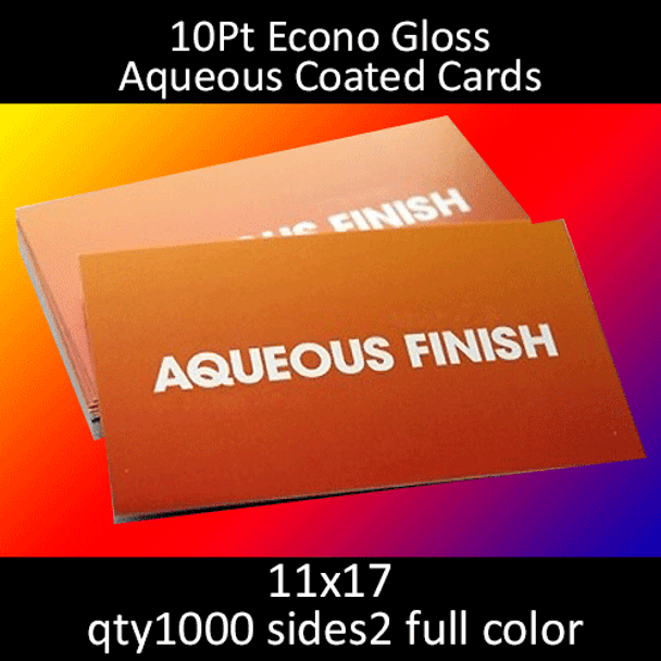 10Pt Gloss Aqueous Coated Econo Postcards, full color on 2 sides, 11x17, qty 1000
