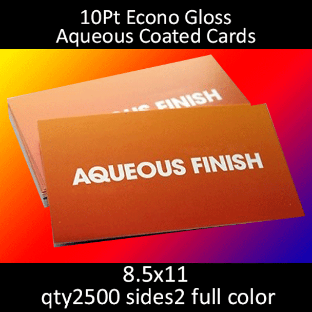 10Pt Gloss Aqueous Coated Econo Postcards, full color on 2 sides, 8.5x11, qty 2500