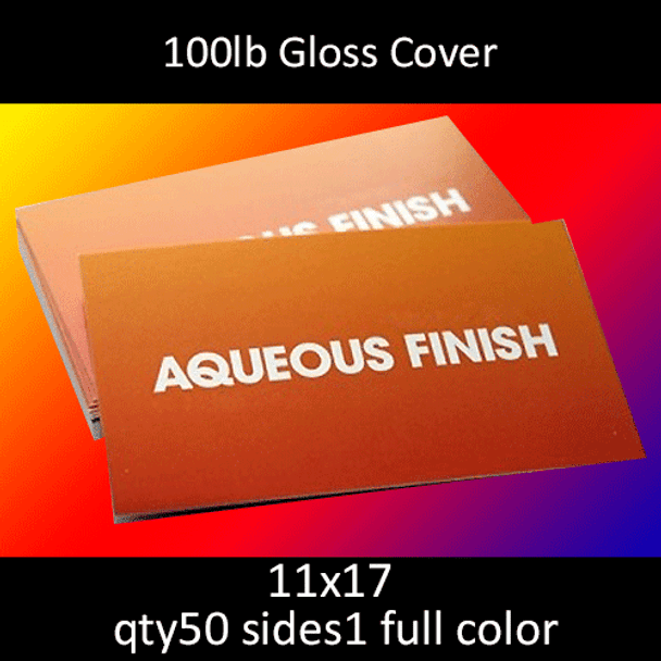 100lb Gloss Cover, full color on 1 side, 11x17, qty 50