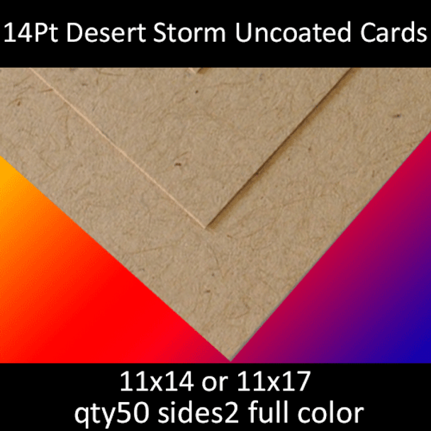 14Pt Desert Storm Uncoated Cards, full color on 2 sides, 11x14 or 11x17, qty 50