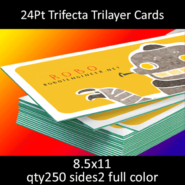 24Pt Trifecta Green Trilayer Cards, full color on 2 sides, 8.5x11, qty 250