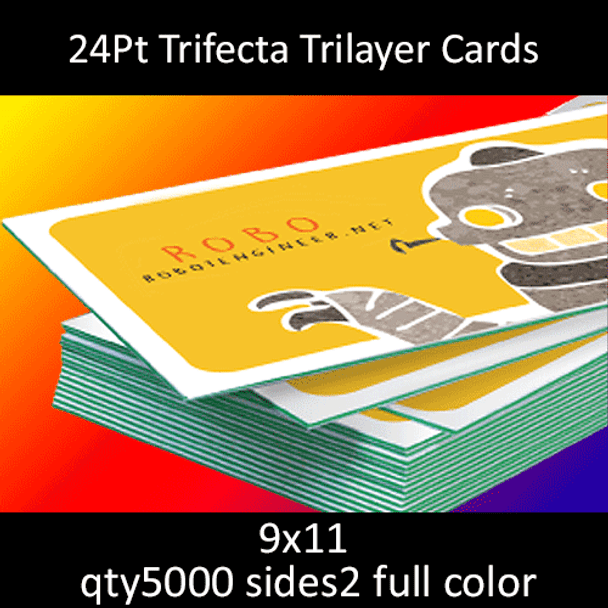24Pt Trifecta Green Trilayer Cards, full color on 2 sides, 9x11, qty 5000