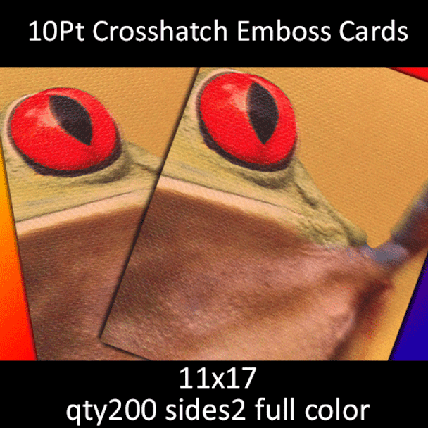 10Pt Crosshatch Emboss Cards 11x17  Inches, Full Color 2 Sides, 200 for $378