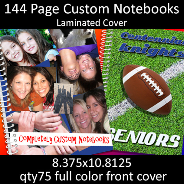 144 Page Custom Notebooks with Laminated Full Color Front Cover 8375x108125   Inches, Full Color Front Cover, 75 for $364