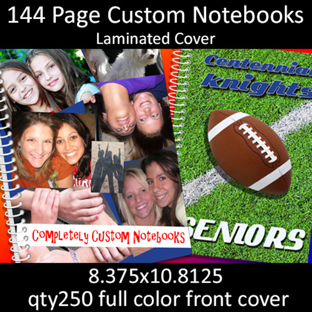144 Page Custom Notebooks with Laminated Full Color Front Cover 8375x108125   Inches, Full Color Front Cover, 250 for $1021