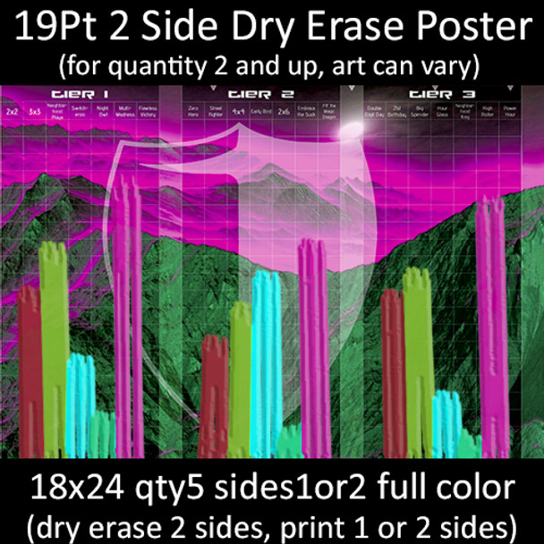19Pt Two Side Dry Erase Cardstock Poster 18x24 qty5 sides1or2 full color