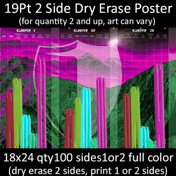 19Pt Two Side Dry Erase Cardstock Poster 18x24 qty100 sides1or2 full color