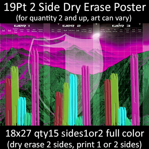 19Pt Two Side Dry Erase Cardstock Poster 18x27 qty15 sides1or2 full color