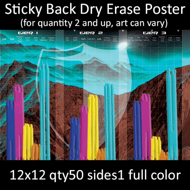 Sticky Back Dry Erase Poster 12x12 qty50 sides1 full color