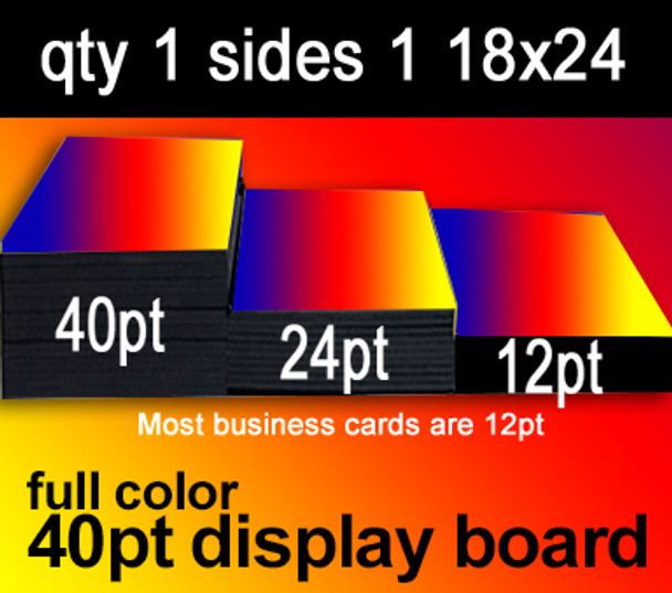 full color 40pt display board, 1 to 100 from $18, 18x24, sides 1