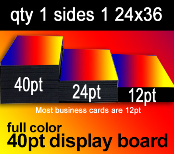 full color 40pt display board, 1 to 100 from $22, 24x36, sides 1