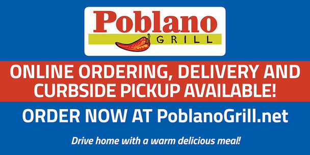 One 48x96 15oz double sided banners for Poblano Grill with wind slits and overnight ship to 1 location